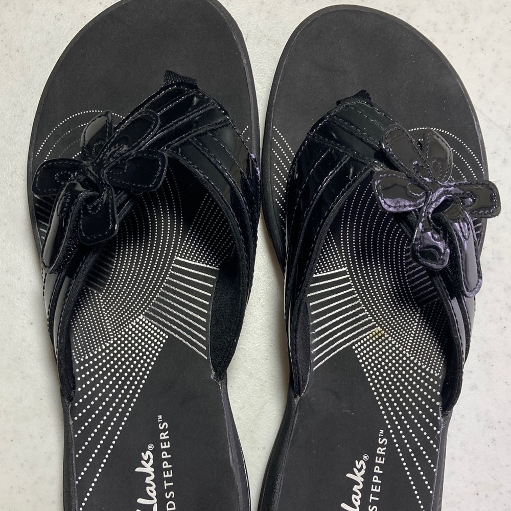 Clarks Cloud Steppers Black Flower Sandals - Picture 5 of 7